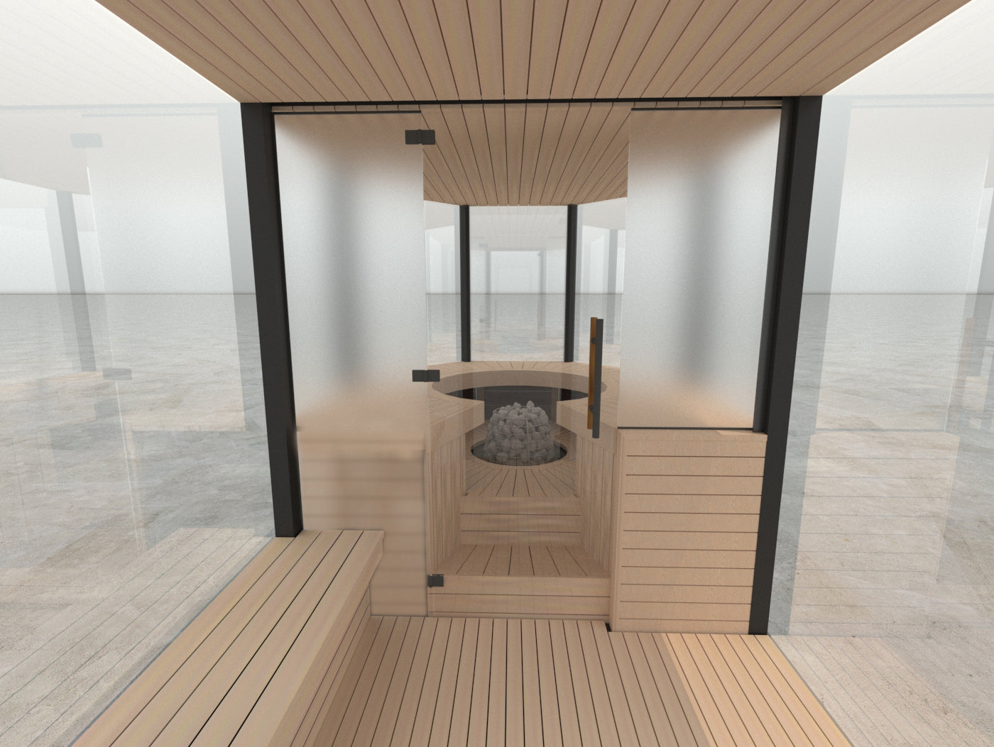 Haljas Hele Glass Double Luxury Outdoor Sauna