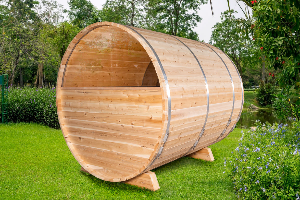 Serenity MP Barrel Sauna - Canadian Timber Knotty White Cedar