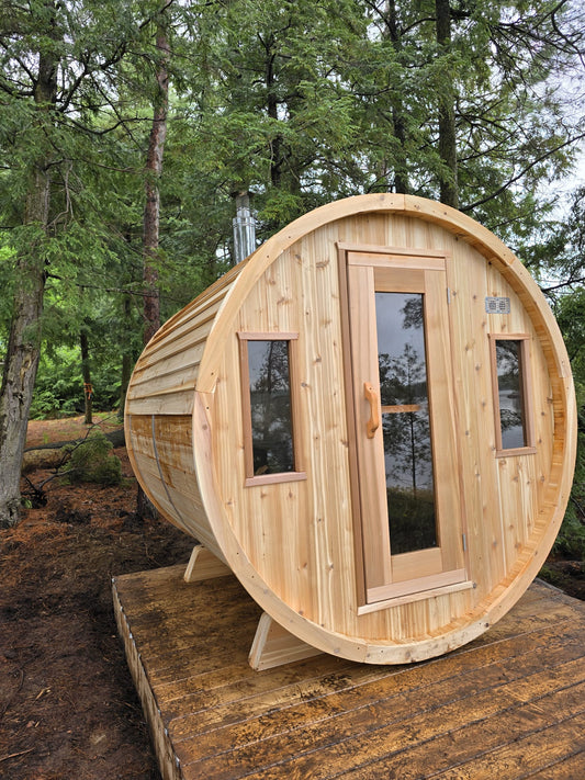 Barrel Sauna - Dundalk Knotty Red Cedar