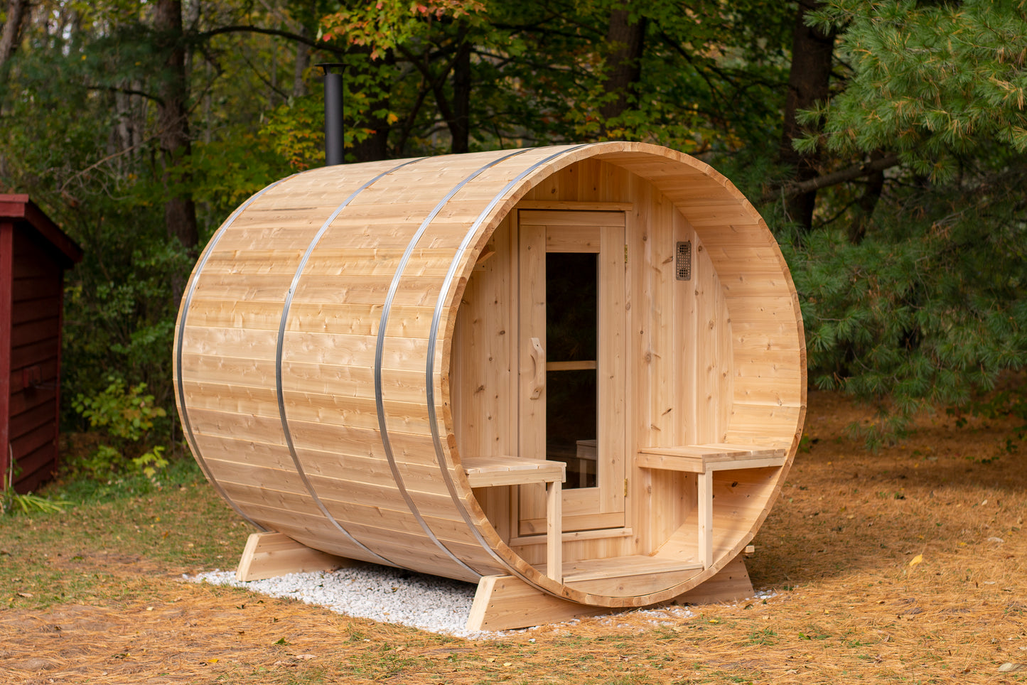 Serenity Barrel Sauna - Canadian Timber Knotty White Cedar