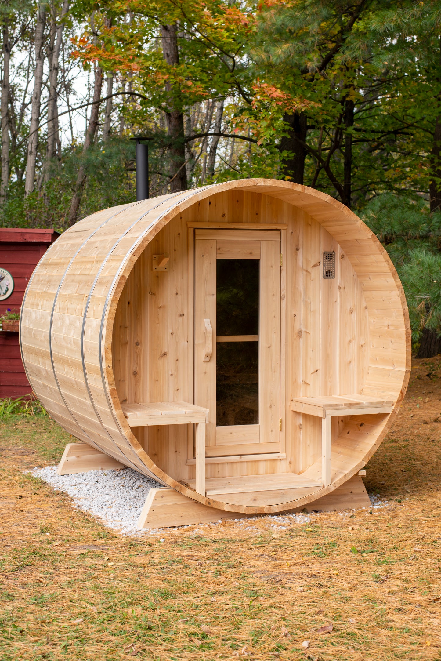 Serenity Barrel Sauna - Canadian Timber Knotty White Cedar