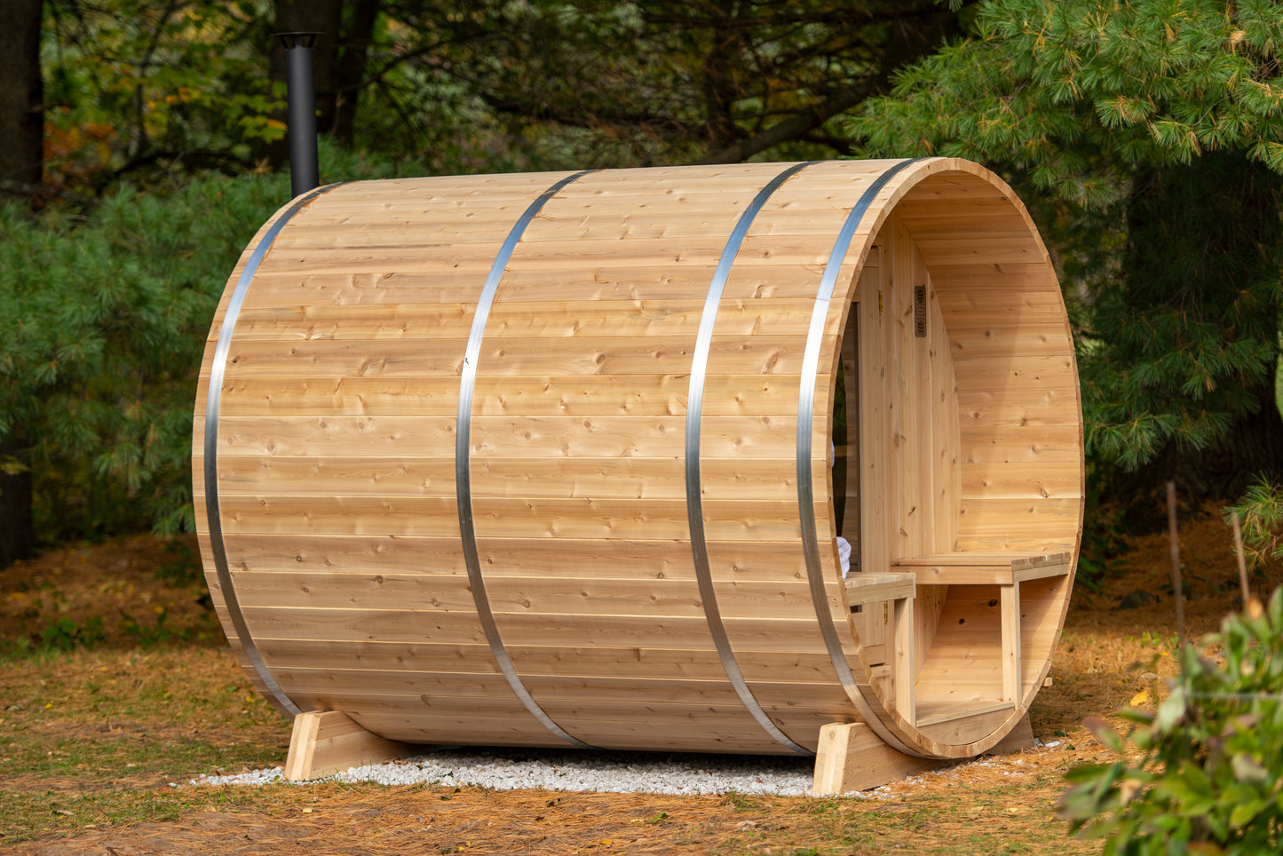 Serenity Barrel Sauna - Canadian Timber Knotty White Cedar