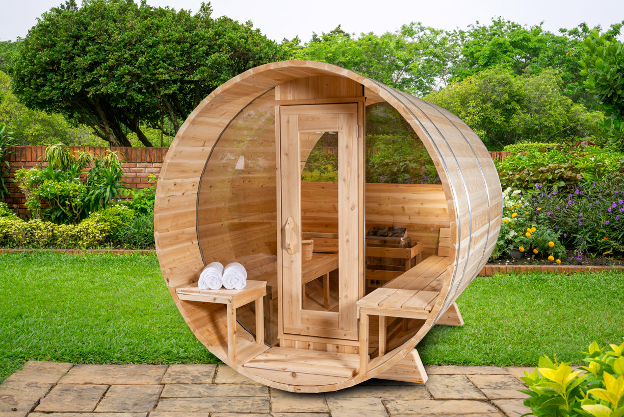 Serenity MP Barrel Sauna - Canadian Timber Knotty White Cedar