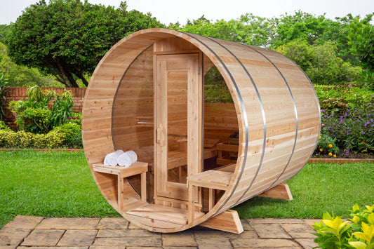 Serenity MP Barrel Sauna - Canadian Timber Knotty White Cedar